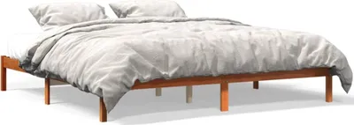 Produktbild von vidaXL Massivholzbett ohne Matratze Wachsbraun 200x200 Kiefernholz