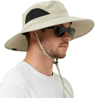 Produktbild von Sonnenhut Herren Damen UPF 50+ UV-Schutz Faltbar Sommerhut Wanderhut Safari Hut Beige