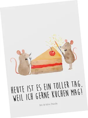 Produktbild von Mr. & Mrs. Panda Postkarte Mäuse Kuchen - Weiß - Geschenk, Postkarten, Geburtstagskuchen, Ansichtskarten, Fotokarte, Grußkarte, Ansichtskarte, Geburtstag, Kuchenliebe