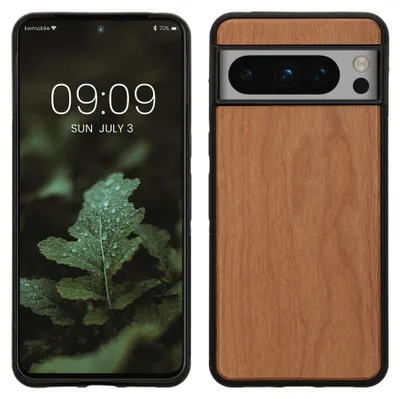 Produktbild von kwmobile Handyhülle für Google Pixel 8 Pro Hülle Holz - Case mit TPU Bumper - Stoßfestes Hardcase - Schutzhülle Cover in Braun
