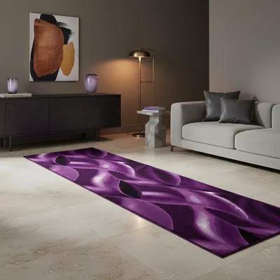Teppich Kurzflor Abstrakte Wellen Polypropylen Wohnzimmer_Läufer_#sku_BARKPLUS803008008LILA#