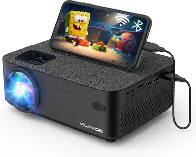 Obrázok produktu pre VILINICE Mini projektor pre domáce kino Full HD, WiFi projektor s 6000 L podporuje 1080P multimédiá 240', video projektor LED kompatibilný s TV stick, HDMI, SD, AV, VGA, USB, PS4, smartfón