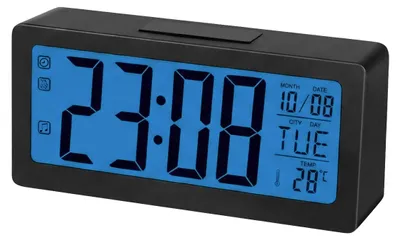 Productafbeelding van Max excell, digitale LED-wekker met groot display voor tijd en temperatuur, zwart