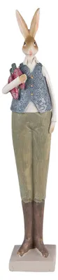 Imagen del producto de Clayre & Eef, figura de conejo, 6x5x36 cm, azul y verde, poliresina