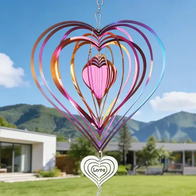 Imagen del producto de Omgoods: Molinillo eólico reflectante con forma de corazón para decoración exterior