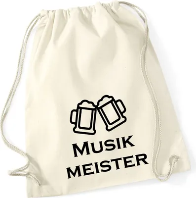 Produktbild von Huuraa Turnbeutel Musikmeister Spielmanszug 12 Liter Natural Baumwolle Rucksack Geschenkidee