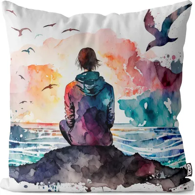 Produktbild von VOID Meditation Meer Ozean Wellen Kissenbezug Kissenhülle Polyester wasserfest Outdoor Indoor