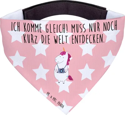 Produktbild von Mr. & Mrs. Panda Hunde-Halstuch Einhorn Fotograf - Rot Pastell - Geschenk, Hundetuch, Einhörner, Unicorn, Halstuch Hund, Urlaub, Fotografie, Hunde, Reisen, Für