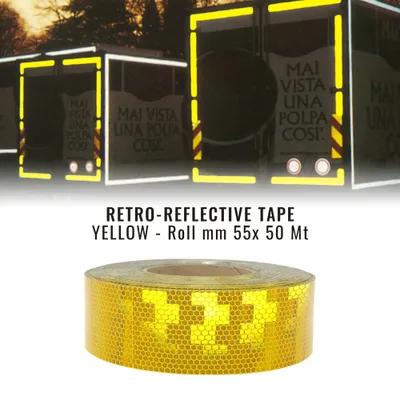 Immagine prodotto di Nastri riflettenti Omologati ECE ONU 104, giallo, 55 x 50 metri