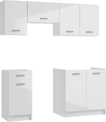 Produktbild von Küchenmöbel-Set weiß glänzend 5 Stück 180 cm