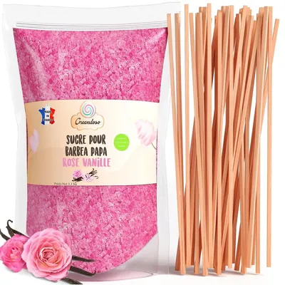Immagine prodotto di Zucchero filato zucchero alla vaniglia - 1,2 kg - 20 bastoncini da 28 cm - Con misurino
