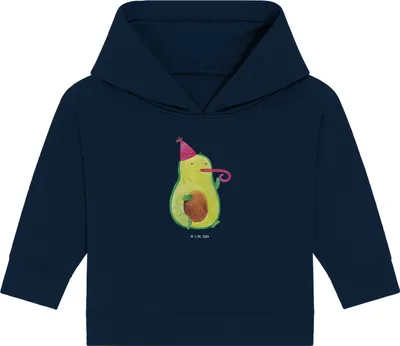 Produktbild von Mr. & Mrs. Panda Organic Baby Hoodie Avocado Feier 12. - 18. Monat - French Navy - Geschenk, Gute Laune, Geburtstag, Party, Kapuzenshirt, Kapuzensweatshirt, Fete, Tröte