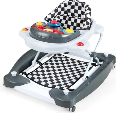 Produktbild von DREAMADE 6-in-1 Baby Aktivitäts-Walker, Aktivitätszentrum mit 3 verstellbaren Positionen, abnehmbarer Musikablage, Schaukelfunktion, 7-14 Monate(Schwarz)