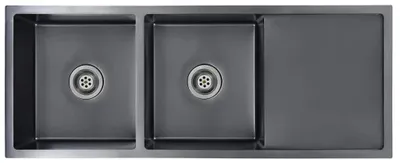 Image de vidaXL Évier de cuisine fait main noir acier inoxydable