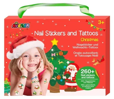 Immagine prodotto di Adesivi e tatuaggi per unghie a tema natalizio, 260 pezzi