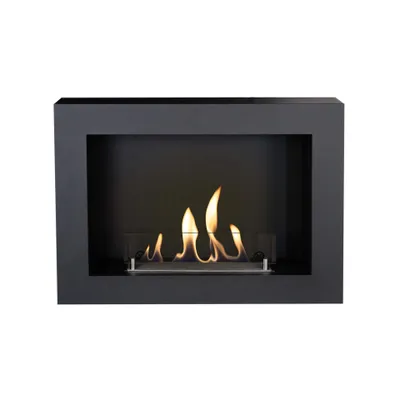 Immagine prodotto di Camino da parete a etanolo Xaralyn - Riano 9005 - metallo nero - potenza termica 1,5 kW - mensola da parete con camino da incasso incluso - camino decorativo