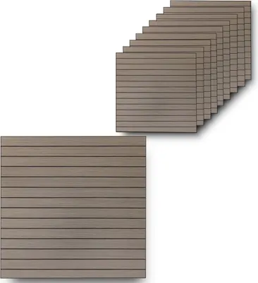 Produktbild von Selbstklebende Wandpaneele 3D Holzoptik – Fliesenaufkleber PVC – Wandverkleidung ohne Bohren – zuschneidbar – Grau 60 x 60 cm – für glatte Innenflächen