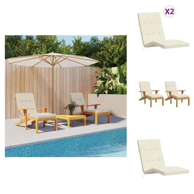 Image de vidaXL Coussins pour chaises longues, lot de 2, tissu Oxford crème -  Coussins d'assise