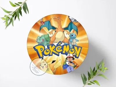 Produktbild von Für die Geburtstags Torte ein Tortenaufleger, Zuckerbild mit dem Motiv: Pokemon, Essbares Foto für Torten, Fondant, Ø 20cm, 0289w