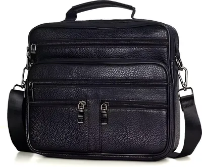 Produktbild von CarryQuest® - Herren Schultertasche Rindsleder Messenger Schwarz
