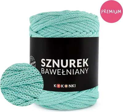 Produktbild von Makramee-Schnur aus Baumwolle PREMIUM by KOKONKI 5 mm/ Ralle 100 m Minze – Perfekt Kordel für Makramee & kreative Projekte