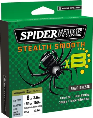 Image de SPIDERWIRE Stealth Smooth8, 150m, 0,39mm, 46.3kg / 102,07lbs, vert mousse, Tresse de pêche, 1515591