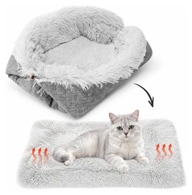 Imagen del producto de Cama para gatos, suave, lavable, de 70 x 60 cm, apta para todas las estaciones