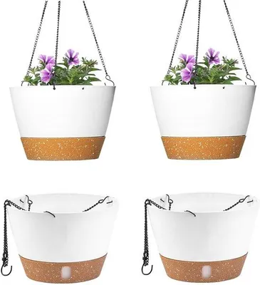 Obrázok produktu pre Samozavlažovacie kvetináče, 2 ks, biele, 20 cm, do interiéru aj exteriéru
