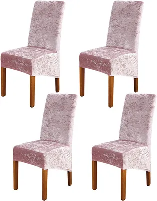 Produktbild von Stuhlbezüge, 4er-Satz, Super Soft Suede Stuhlbezüge Abnehmbarer Samt-Stuhlschutz für Party, Rosa XL
