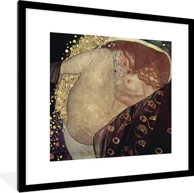 Produktbild von MuchoWow® Gerahmtes Poster Danaë - Gustav Klimt 40x40 cm - Poster mit Schwarzem Bilderrahmen Wandposter Rahmen Foto Bilder - Poster - Plakat im Rahmen