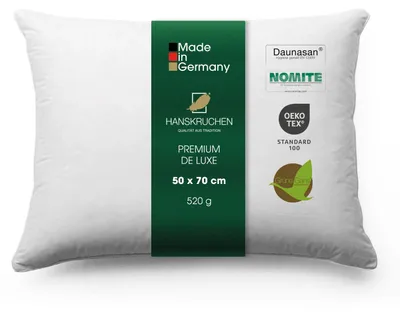 Produktbild von HANSKRUCHEN Daunen Kissen Allergiker freundlich 3 Kammern Kopfkissen 50x70 cm waschbar 90% Daunen PREMIUM DE LUXE -  Germany