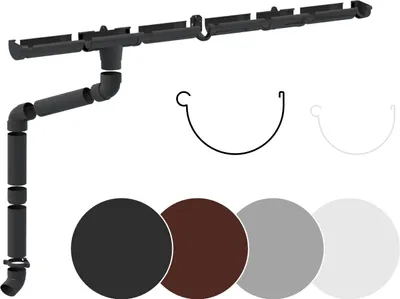 Produktbild von RAINWAY L Regenrinnen Komplettset (1 Dachseite) - PVC-U Kunststoff in 4 Farben, für Dachflächen > 100m² empfohlen (Set für min. 8 Meter, anthrazit) Dachrinne Gartenhaus Carport