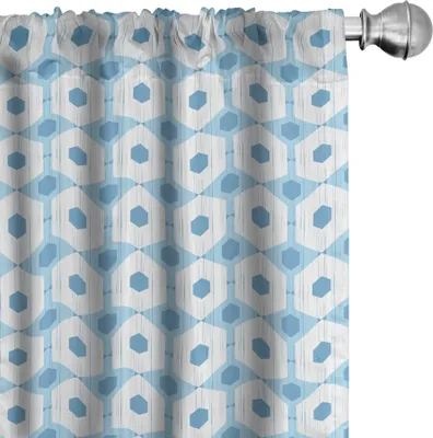 Immagine prodotto di ABAKUHAUS Tende astratte, tende, esagoni con motivo geometrico grunge tratteggiato, 2 pezzi 75 x 225 cm, azzurro cielo