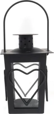 Zdjęcie produktu dla Czarna Metalowa Latarenka na Świeczkę Tealight z Motywem Serca 12 cm