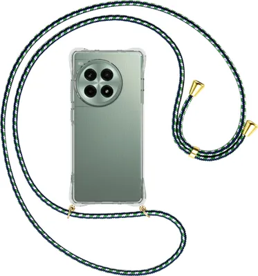Produktbild von Handykette Backcover-Schutzhülle mit Band (Metall goldfarben) für OnePlus Ace3 Pro 5G (CN) - grün/blau/weiß