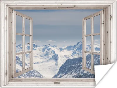 Produktbild von MuchoWow® Poster Aussicht - Berg - Holz 40x30 cm - Plakate für die Wände - Poster Wohnzimmer