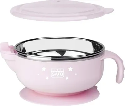 Produktbild von Saro Baby Edelstahl -Thermomulen mit Saugnapfbecher 350 ml Rosa