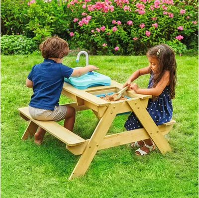 Zdjęcie produktu dla TP Toys stół piknikowy dla dzieci z wanną i umywalką naturalny
