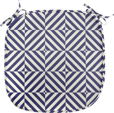 Produktbild von ABAKUHAUS Navy blau Polster für Esszimmerstühle, symmetrische Muster, Dekoratives wasserfestes Kissen mit Riemen für Küchensitze, 40 cm x 40 cm, Blassblau Dunkelblau