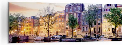 Produktbild von Bild auf Leinwand - Leinwandbild - Holland Kanal - 160x50cm - Wand Bild - Wanddeko - Wandbilder - Leinwanddruck - Bilder - Kunstdruck - Wanddekoration - Leinwand bilder - Wandkunst - AB160x50-4068