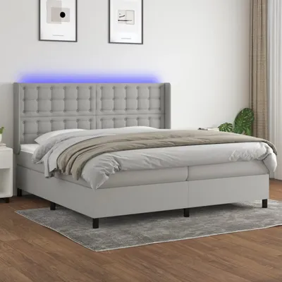 Produktbild von Maison Exclusive - Boxspringbett mit Matratze & LED Hellgrau 200x200 cm Stoff