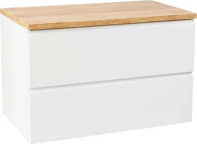 Produktbild von Badezimmerschrank 60x50 cm, wandhängend, weiß glänzend, mit Modus-Arbeitsplatte