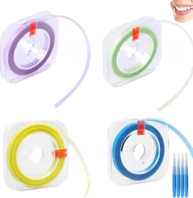 Produktbild von 4 Bände Zahn Schleifpapier,Zahnschleifpapier,Zahnschleifpapier für Zwischenräume,Dental Polierstreifen,Zähne Polieren, Zahnsteinentferner Mensch, Zahnband,4mm x 6m(lila gelb grün blau)