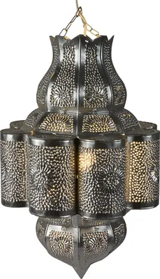 Zdjęcie produktu dla Srebrna lampa Harun 45cm | Marokańska metalowa lampa sufitowa