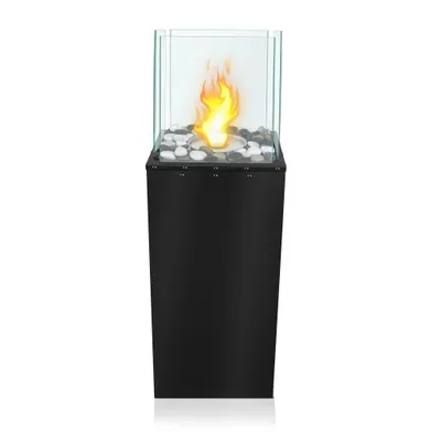Produktbild von YUENFONG Bioethanol Standkamin 80x24,5x20 cm, Quadrat Freistehender Bioethanolkamin für Indoor und Outdoor, chönes Flammenspiel, Bodenkamin, Terrassenkamin, Tischfeuer, Windlicht, Gartenfackel