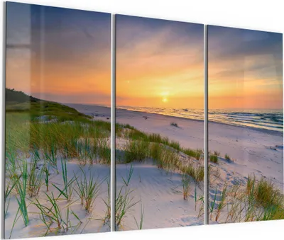 Produktbild von DEQORI Glasbild Echtglas 3x50x100 cm 'Sonne sinkt über Ostsee' Wandbilder XXL groß