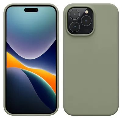 Produktbild von kwmobile Handyhülle für iPhone 14 Pro Max Hülle, für iPhone 14 Pro Max Case - Hülle Silikon - kabelloses Laden - Graugrün