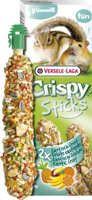 Zdjęcie produktu dla Versele-Laga Sticks Hamsters-Squirrels Exotic Fruit 110g, Przekąska, 110 g, Chomik, Witamina A, Cereals, seeds, bakery products, honey, various sugars, fruits (0.8%; pineapple, banana, orange,..., 110 g