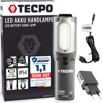 Produktbild von LED Akku Handlampe 1000 Lumen IP54+ USB Ladegerät