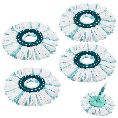 4er-Set Ersatzköpfe für Leifheit Clean Twist Disc MOP, Mikrofaser